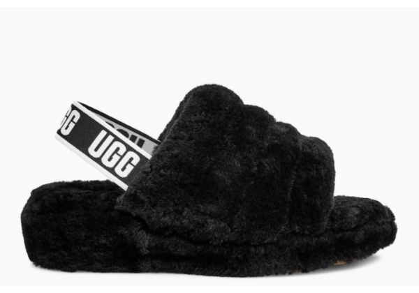 Тапочки Ugg Fluff Yeah Logo Slide Black черные