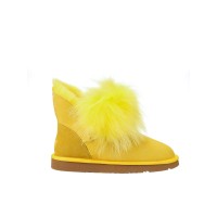 Угги женские Mini Fox с мехом желтые