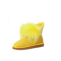 Угги женские Mini Fox с мехом желтые