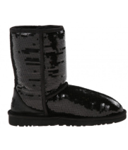 Женские полусапожки UGG Classic Short Sparkles Black черные