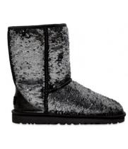 Женские полусапожки UGG Classic Short Sparkles Grey серые