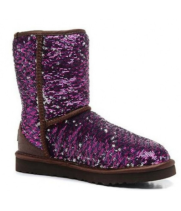 Женские полусапожки UGG Classic Short Sparkles Violet фиолетовые