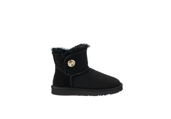 Угги женские Mini Bailey Bling с пуговицей черные